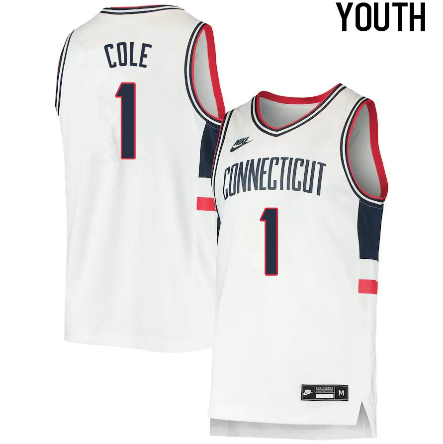 2021 Youth #1 R.J. Cole Uconn Huskies College Basketball Jerseys Sale-Throwback